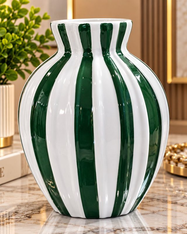 Green & White Vase